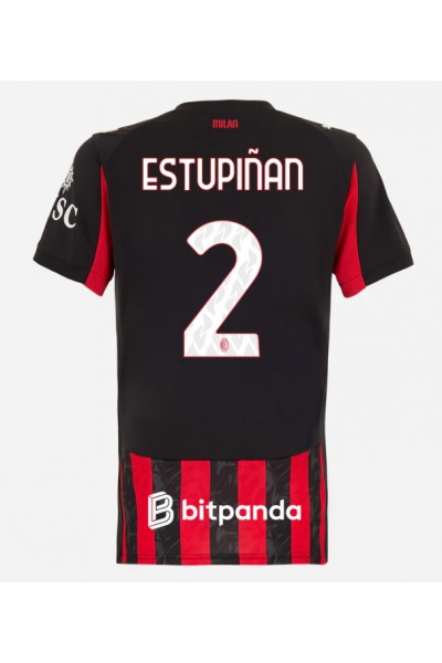 AC Milan Pervis Estupinan #2 Jalkapallovaatteet Naisten Kotipaita 2025-26 Lyhythihainen AC Milan Pervis Estupinan #2 Jalkapallovaatteet Naisten Kotipaita 2025-26 Lyhythihainen